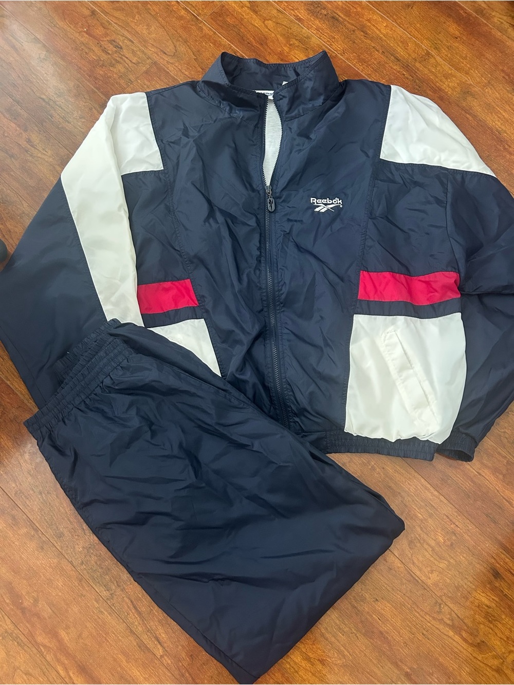 Vintage Mid 90s Reebok Windbreaker Track Suit Jacket Pants Set Mens XXL